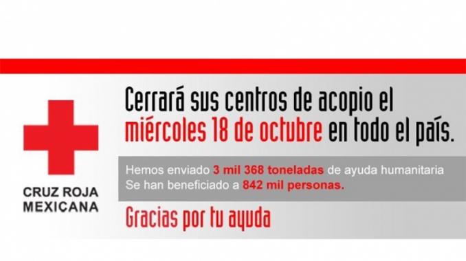 Cruz Roja cerrará centros de acopio el 18 de octubre . Noticias en tiempo real